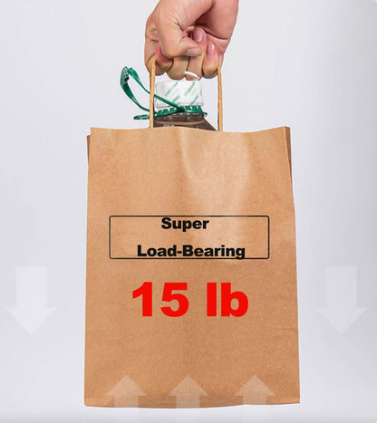 Custom Design Paper Shopping Bags with Handles, Brown and White, 6 Sizes from S to XL, Pack of 50 to 1000, Personalized Kraft Paper Bag