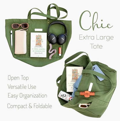Cotton Canvas Tote Shopping Bag, Multi-function Tote Bag (Green) --- as low as $2.3