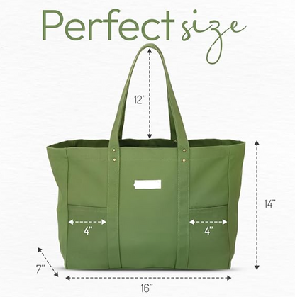 Cotton Canvas Tote Shopping Bag, Multi-function Tote Bag (Green) --- as low as $2.3